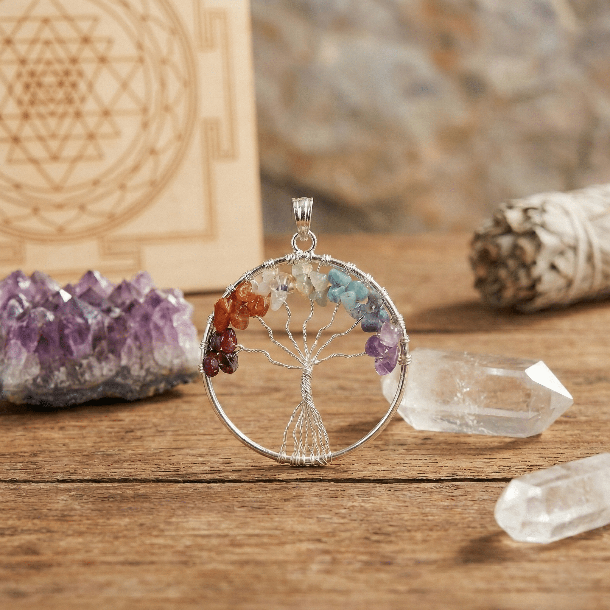 7 Chakra Tree of Life Pendant - Aditya Kundali