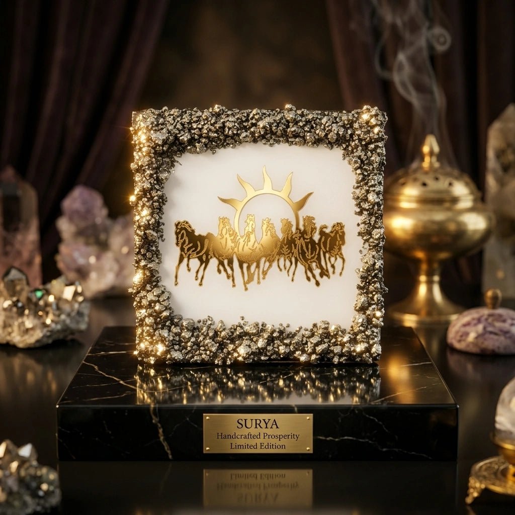 7 Horses Selenite Plate - Aditya Kundali