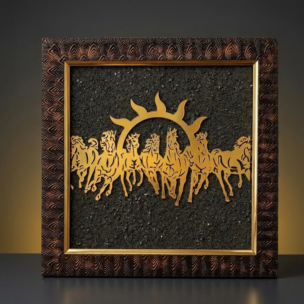 7 Horses Raw Pyrite Frame