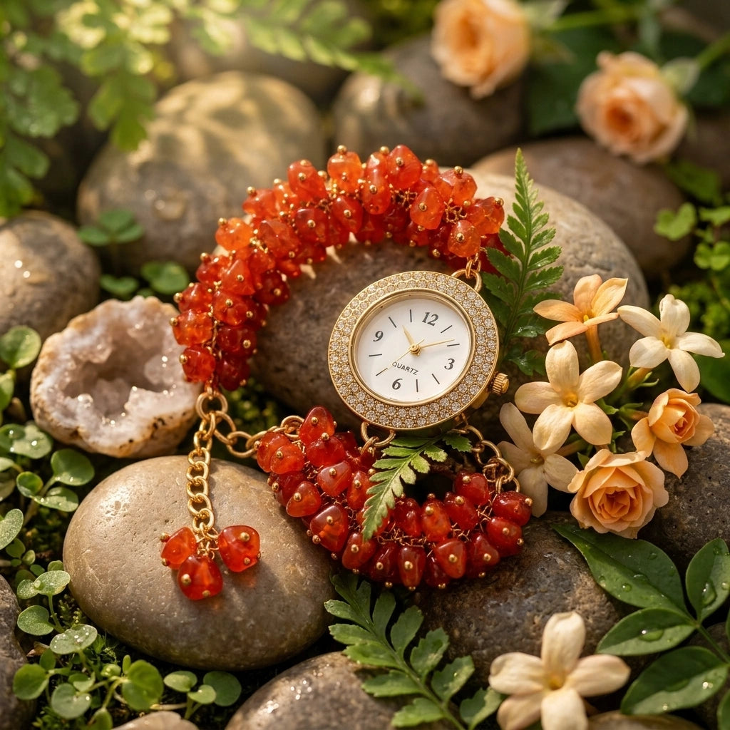 Carnelian Chips Watch Bracelet