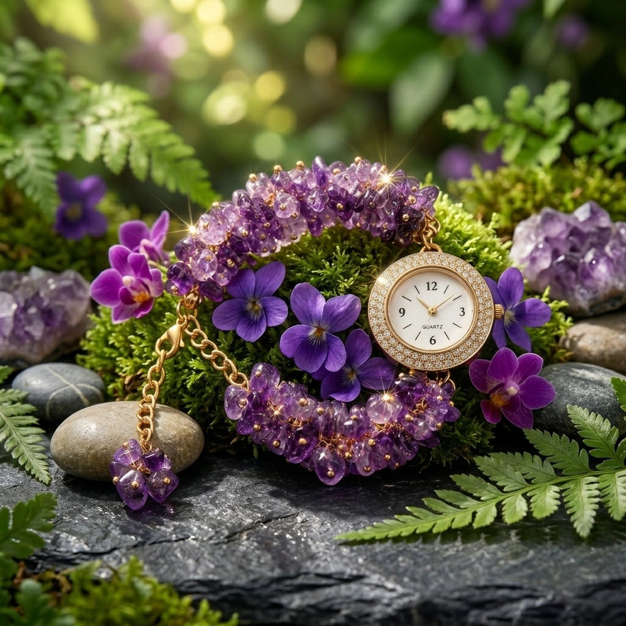 Amethyst Chip Watch Bracelet