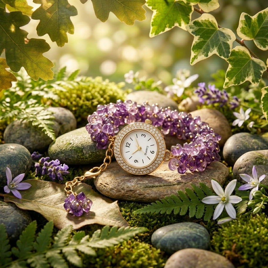 Amethyst Chip Watch Bracelet