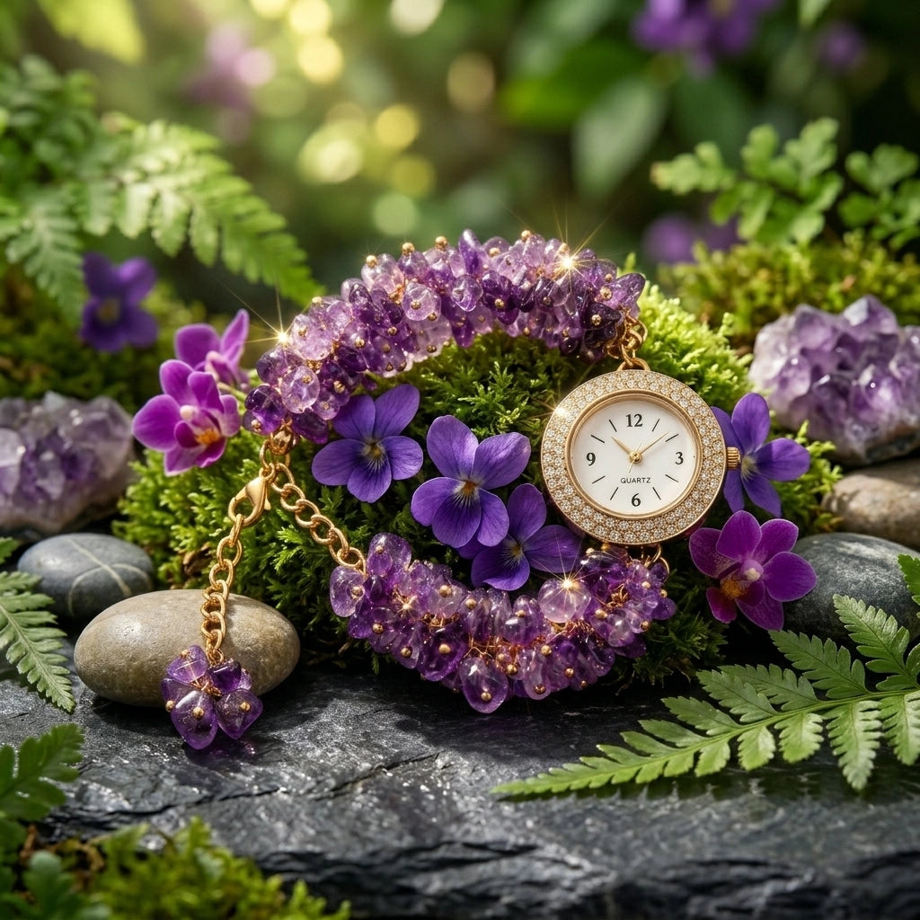 Amethyst Chip Watch Bracelet