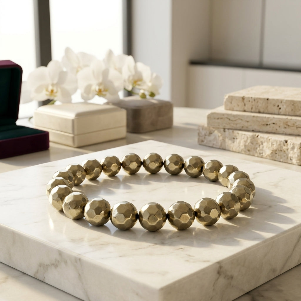 Diamond Cut Golden Pyrite Bracelet