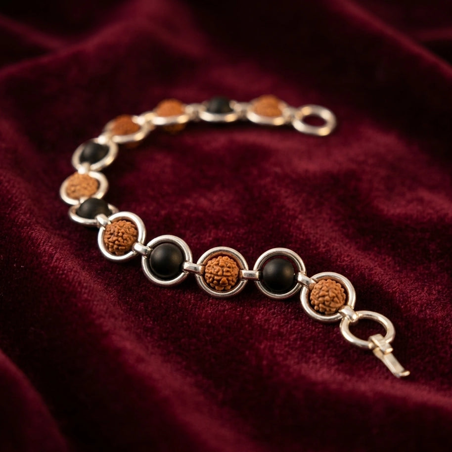 Rudraksha & Karungali Link Bracelet