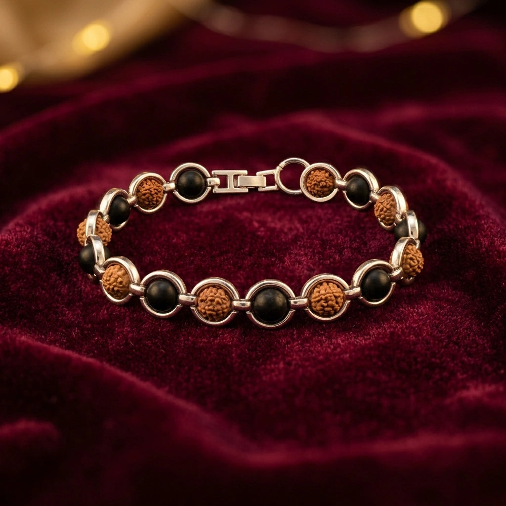 Rudraksha & Karungali Link Bracelet