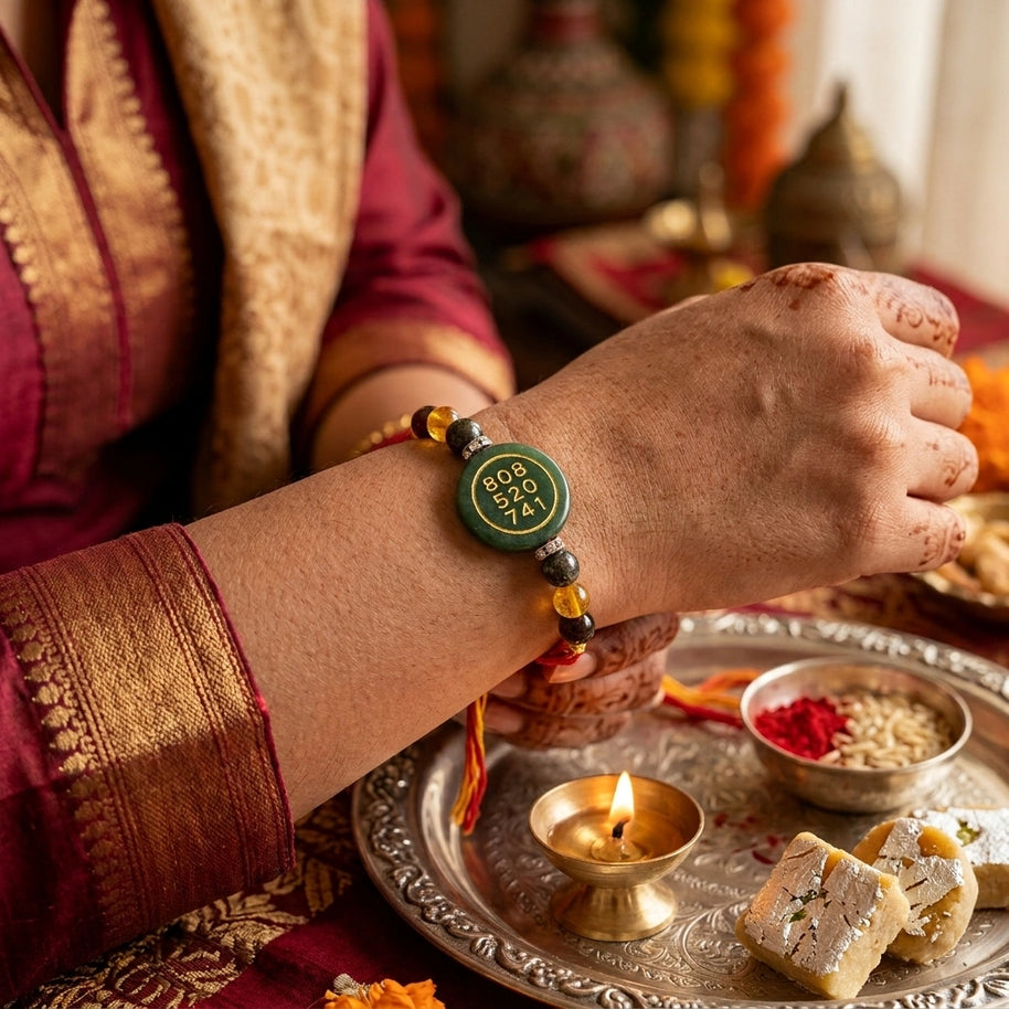Green Jade Zibu Money Magnet Rakhi