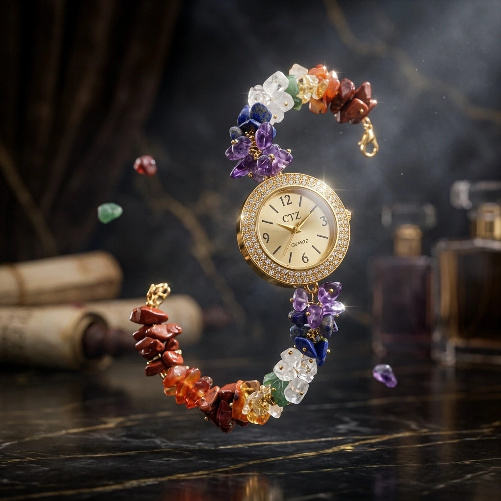 7 Chakra Chip Watch Bracelet