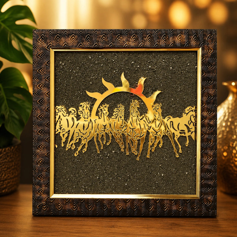 7 Horses Raw Pyrite Frame