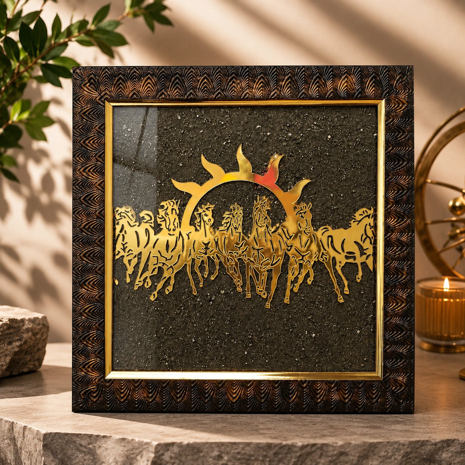 7 Horses Raw Pyrite Frame