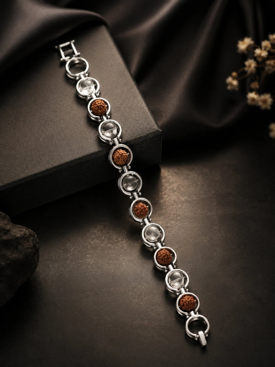 Rudraksha & Sphatik Link Bracelet