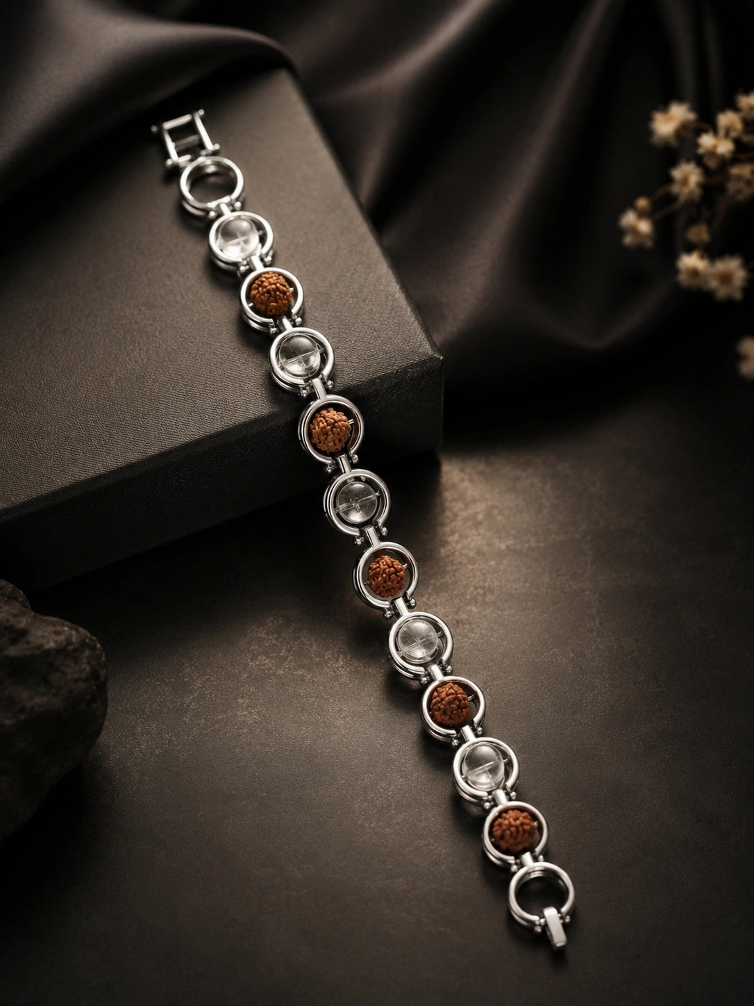 Rudraksha & Sphatik Link Bracelet