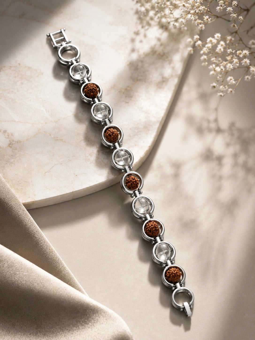 Rudraksha & Sphatik Link Bracelet