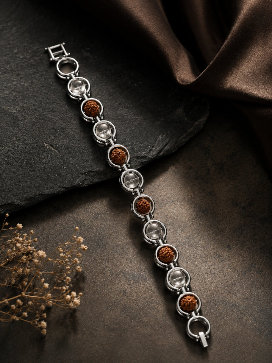 Rudraksha & Sphatik Link Bracelet