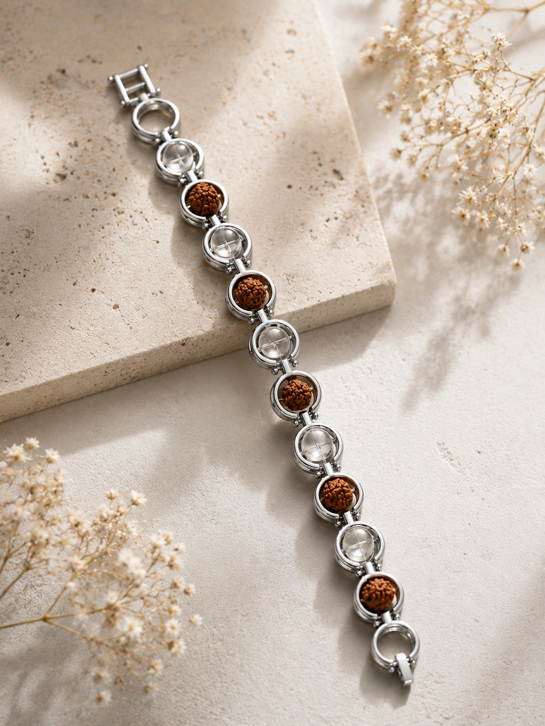 Rudraksha & Sphatik Link Bracelet