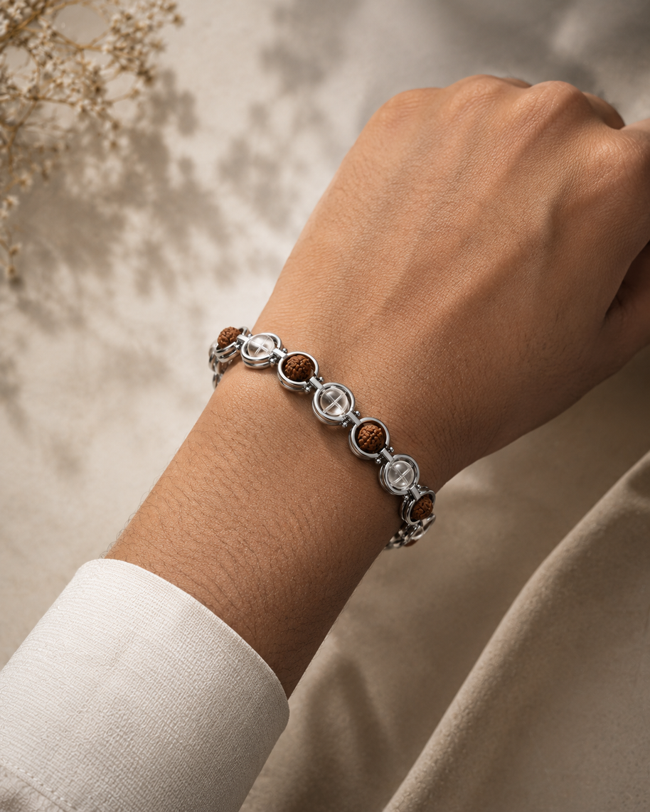 Rudraksha & Sphatik Link Bracelet