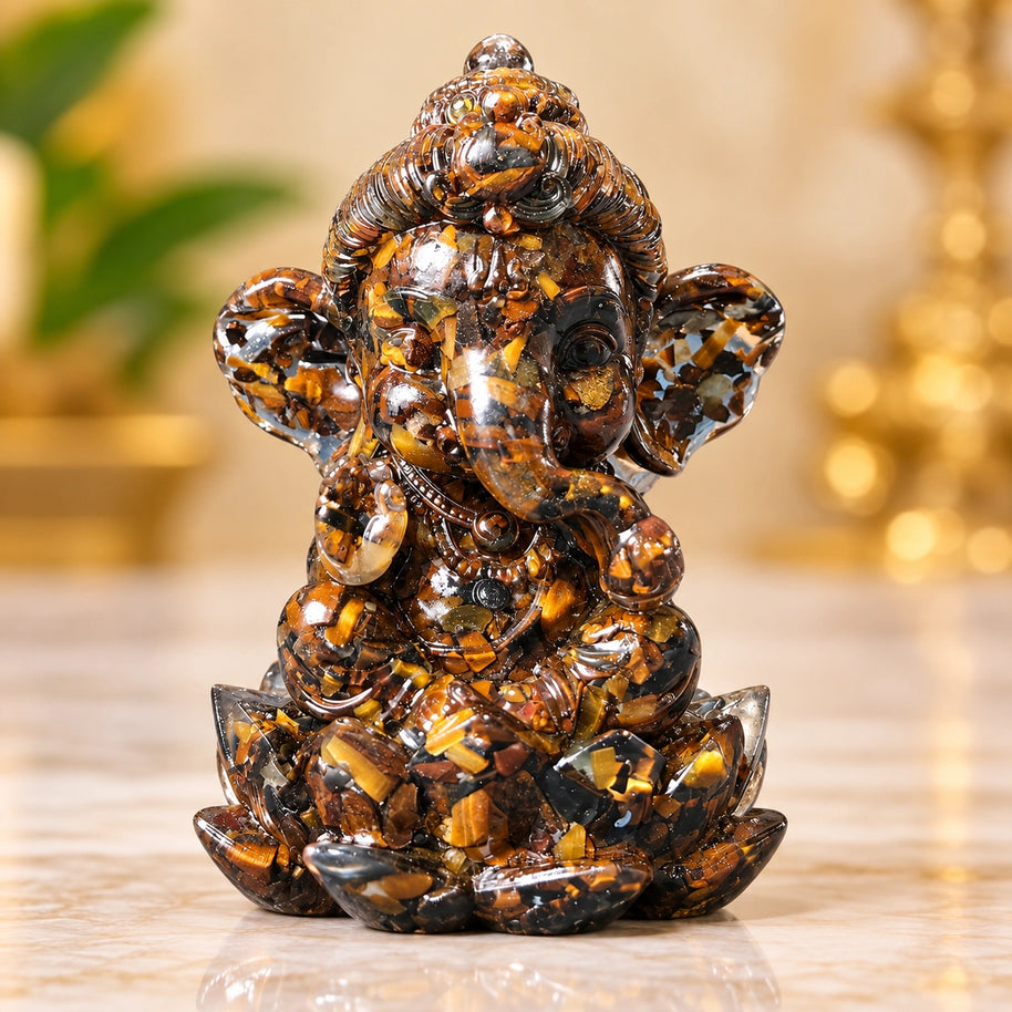 Tiger's Eye Ganesha Statue