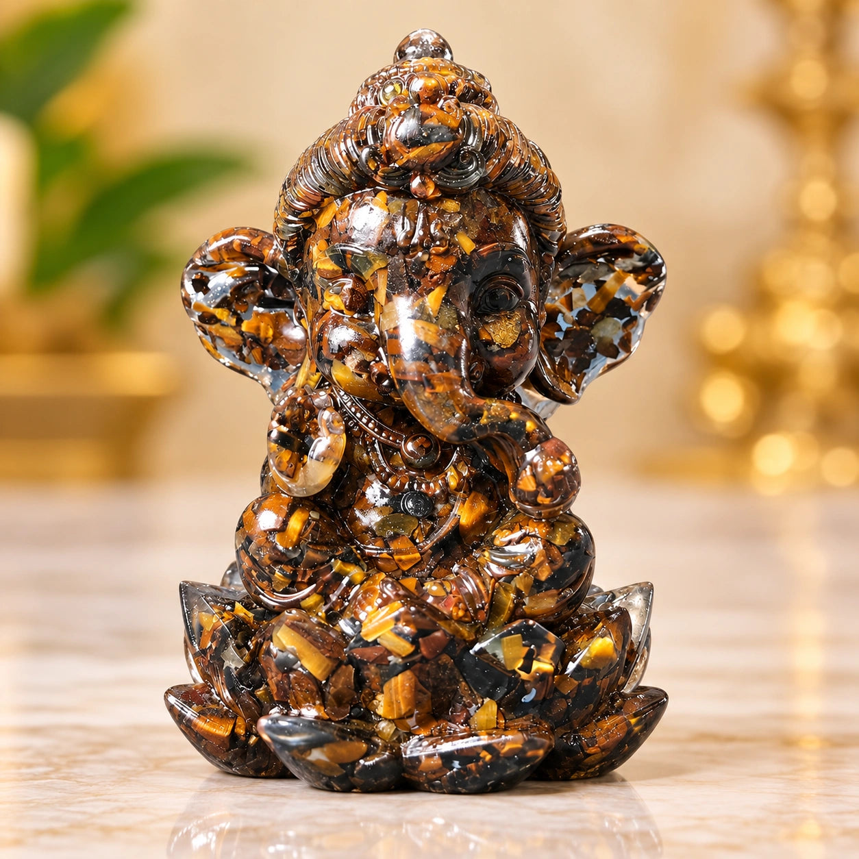 Tiger's Eye Ganesha Statue