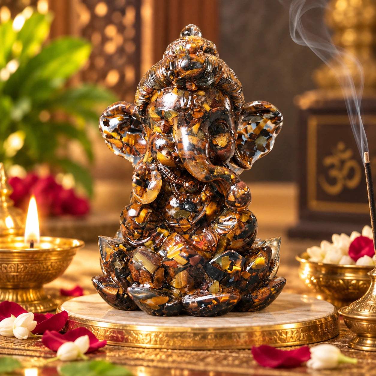 Tiger's Eye Ganesha Statue