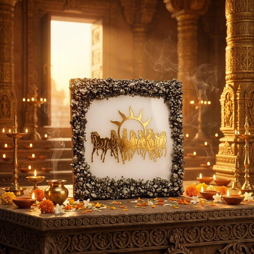 7 Horses Selenite Plate