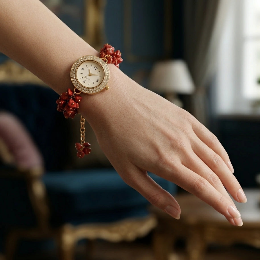 Red Jasper Chip Watch Bracelet