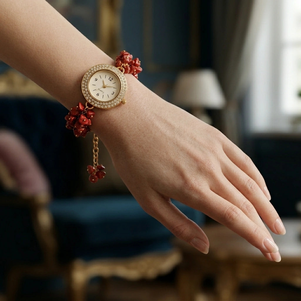 Red Jasper Chip Watch Bracelet