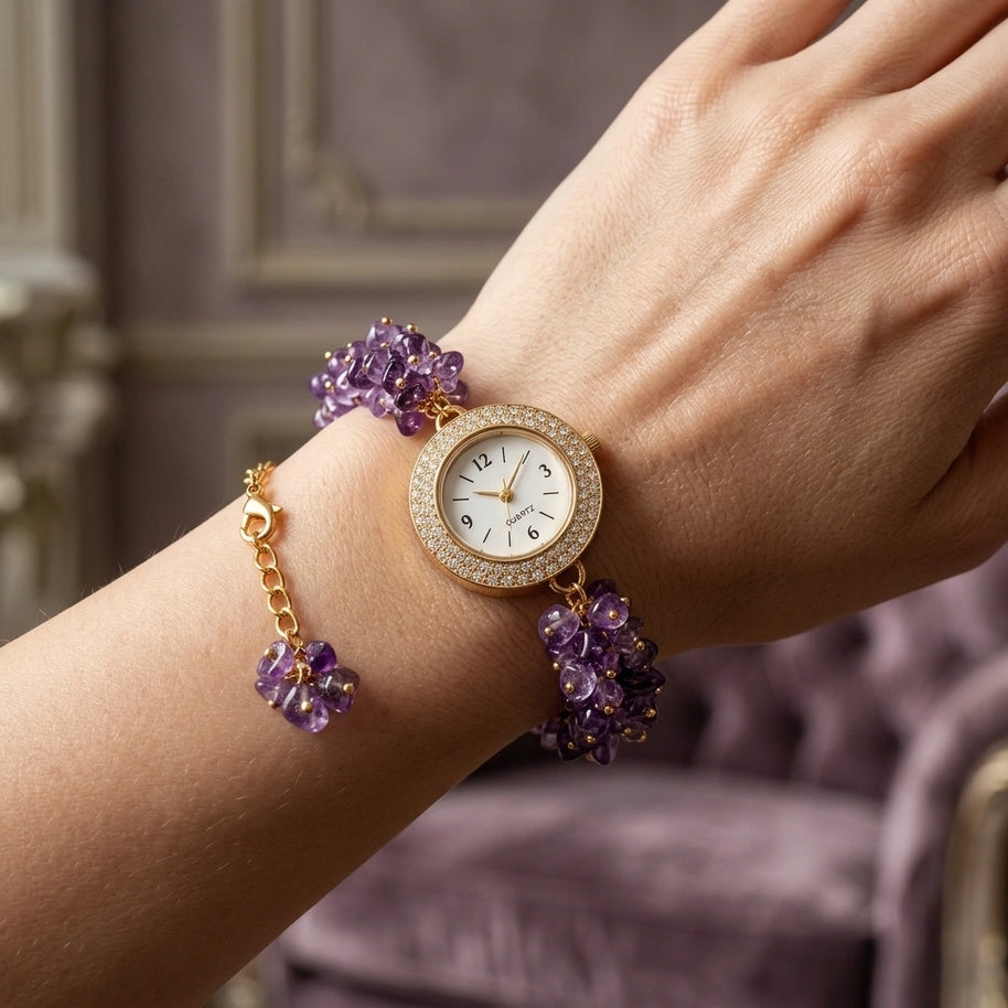 Amethyst Chip Watch Bracelet
