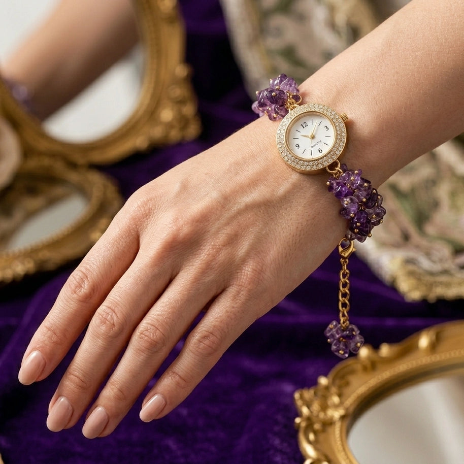 Amethyst Chip Watch Bracelet