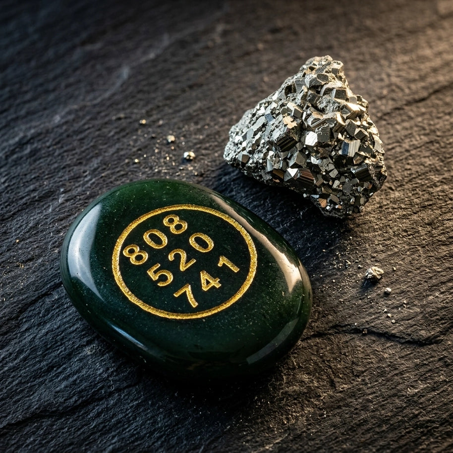 Green Jade Zibu Coin & Pyrite