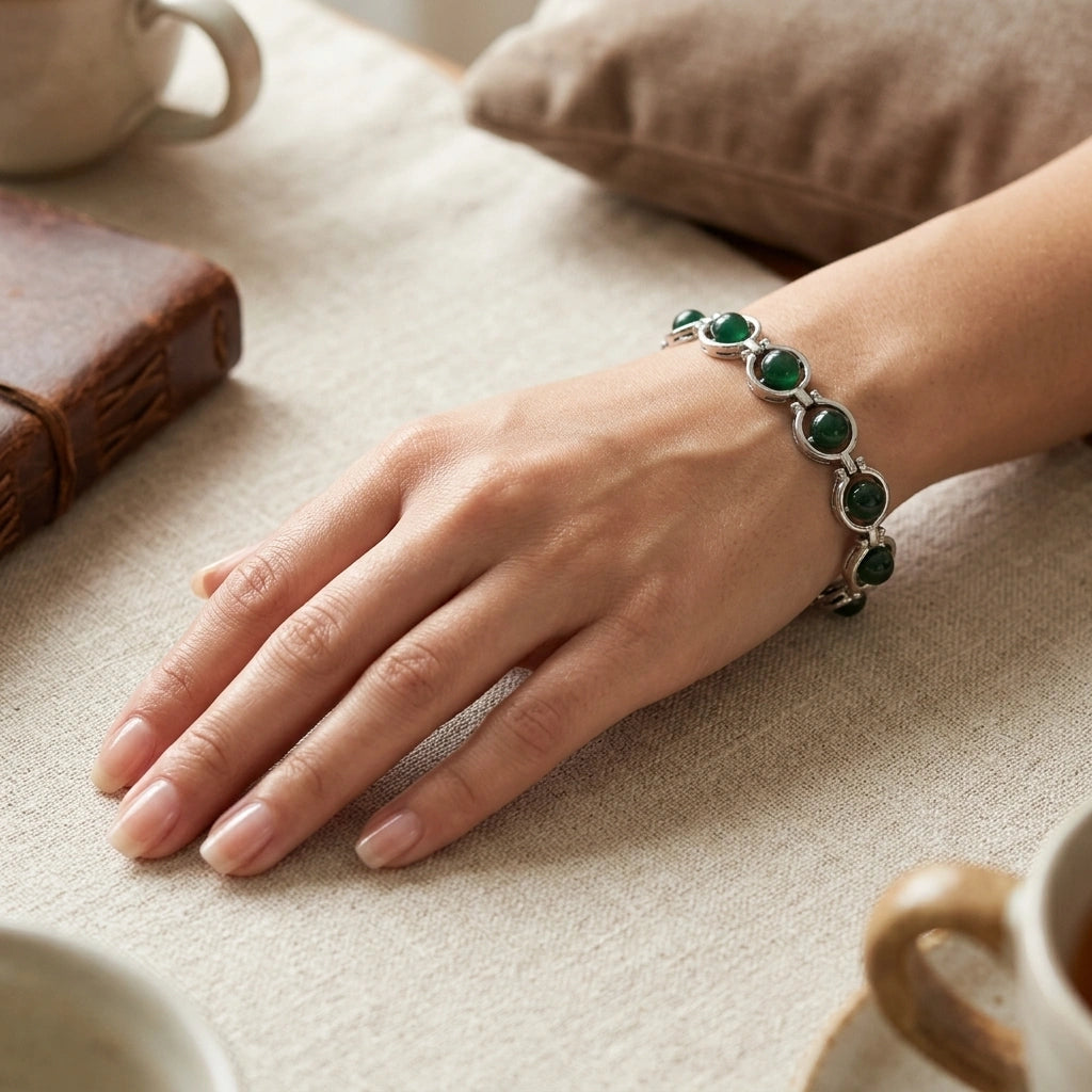 Green Jade Link Bracelet