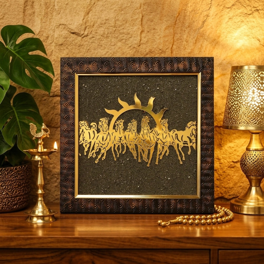 7 Horses Raw Pyrite Frame