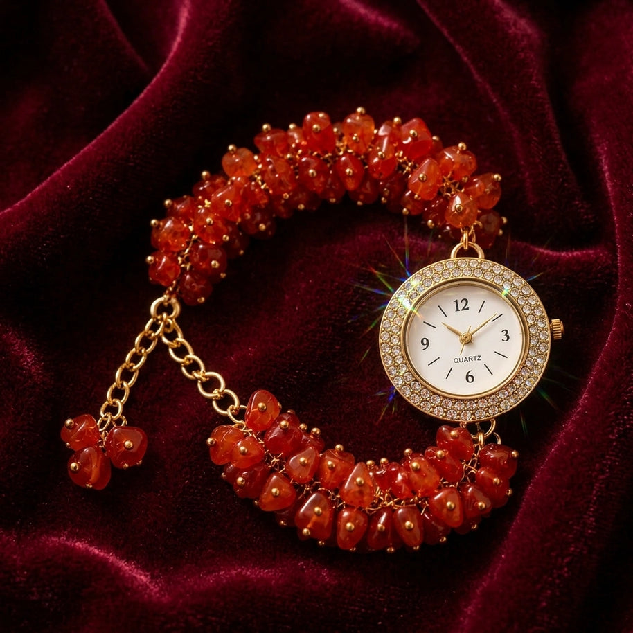 Carnelian Chips Watch Bracelet