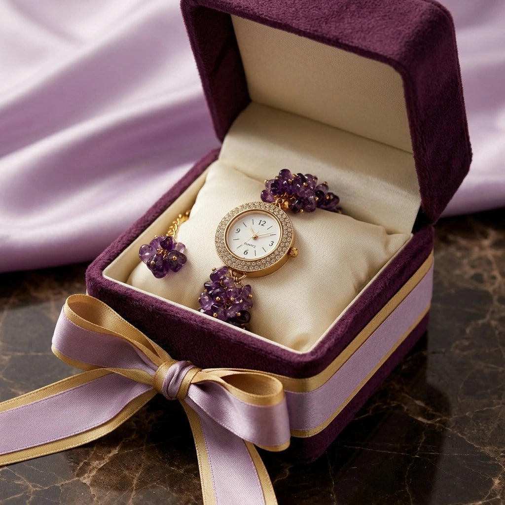 Amethyst Chip Watch Bracelet