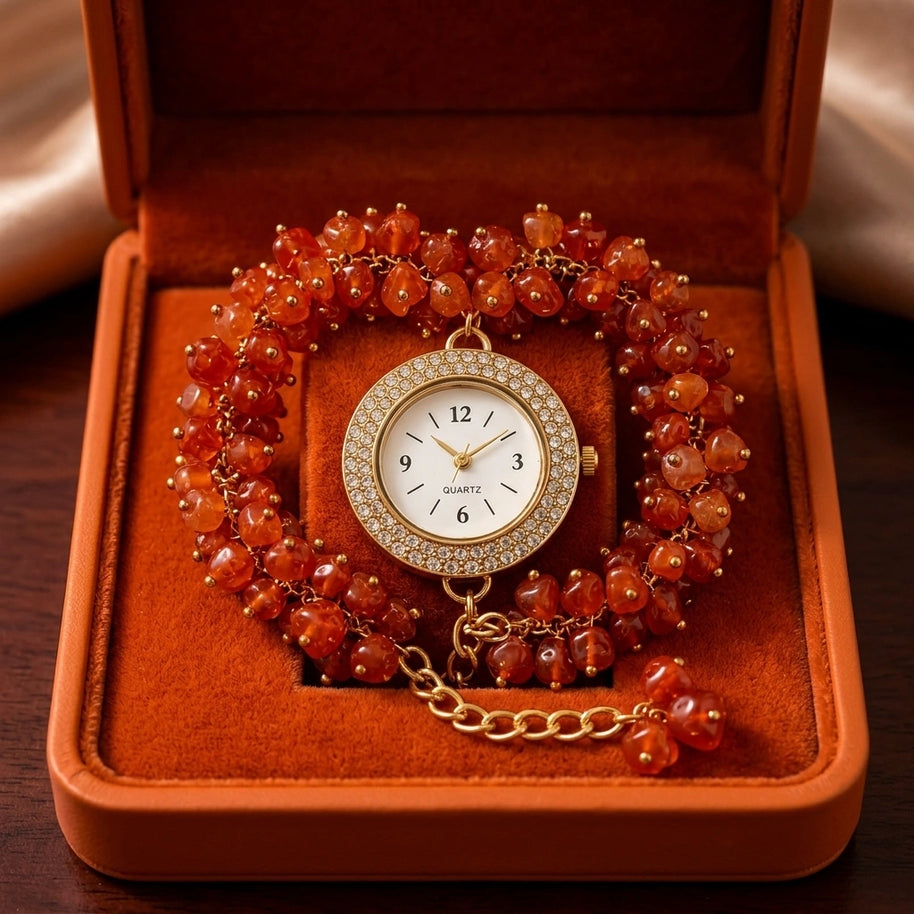Carnelian Chips Watch Bracelet