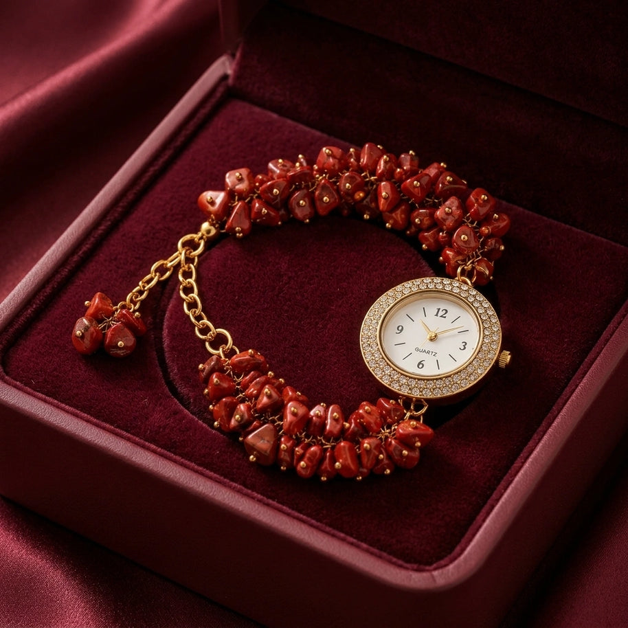 Red Jasper Chip Watch Bracelet