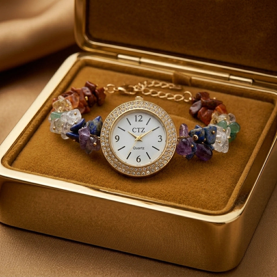 7 Chakra Chip Watch Bracelet