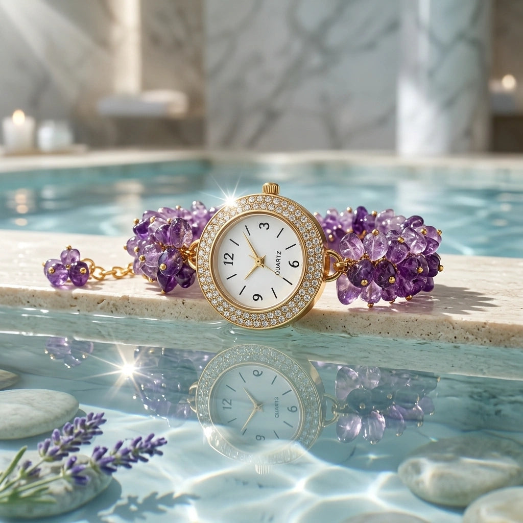 Amethyst Chip Watch Bracelet