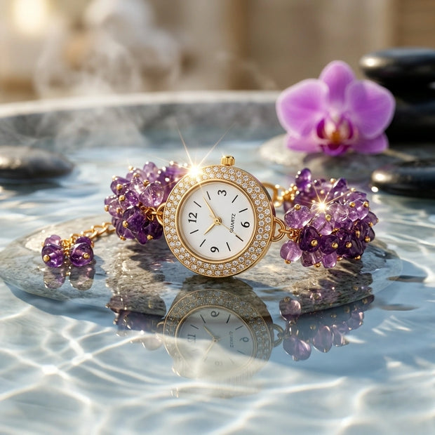 Amethyst Chip Watch Bracelet