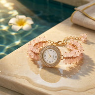 Rose Quartz Chip Watch Bracelet