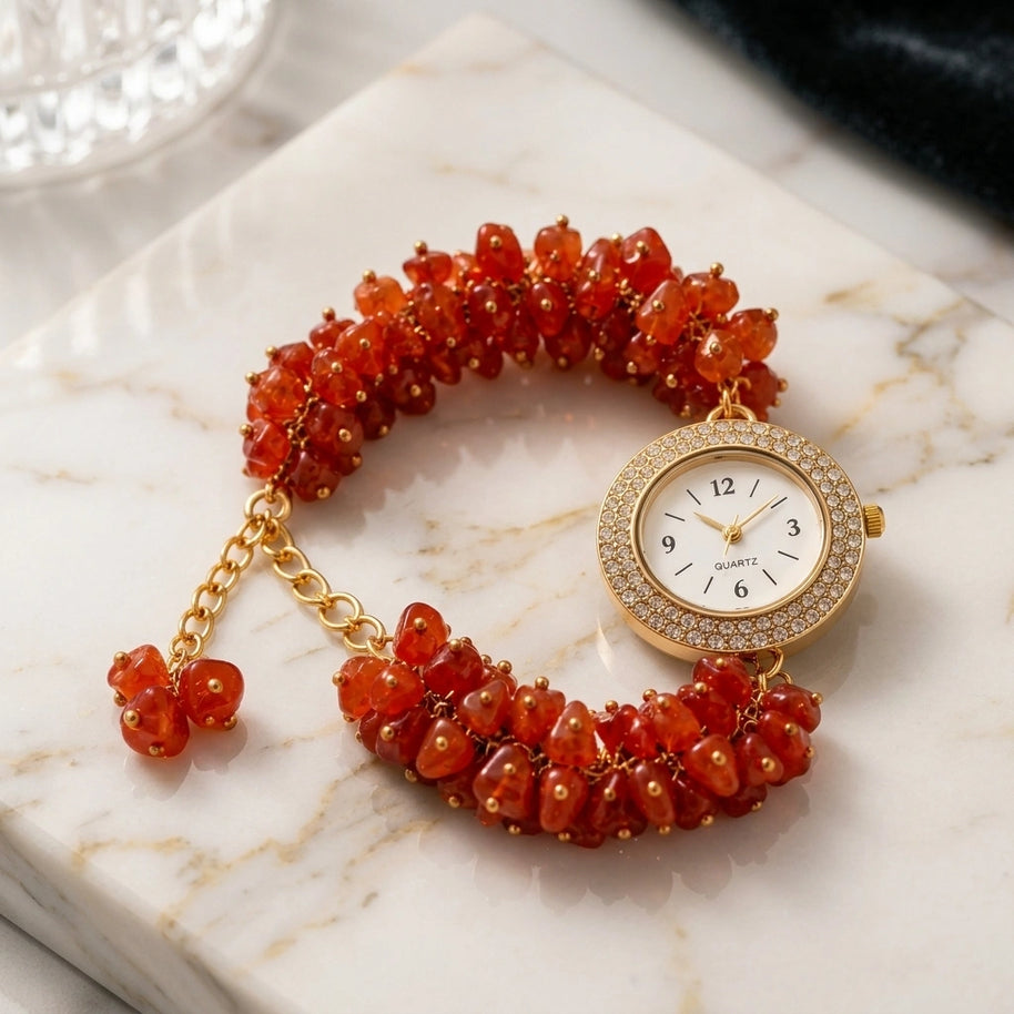 Carnelian Chips Watch Bracelet
