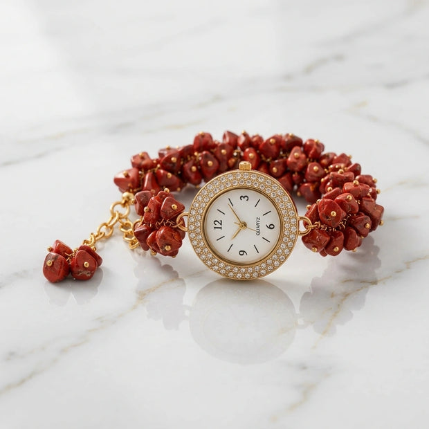 Red Jasper Chip Watch Bracelet