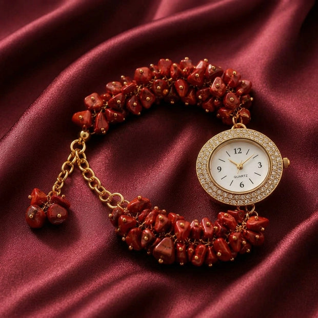 Red Jasper Chip Watch Bracelet