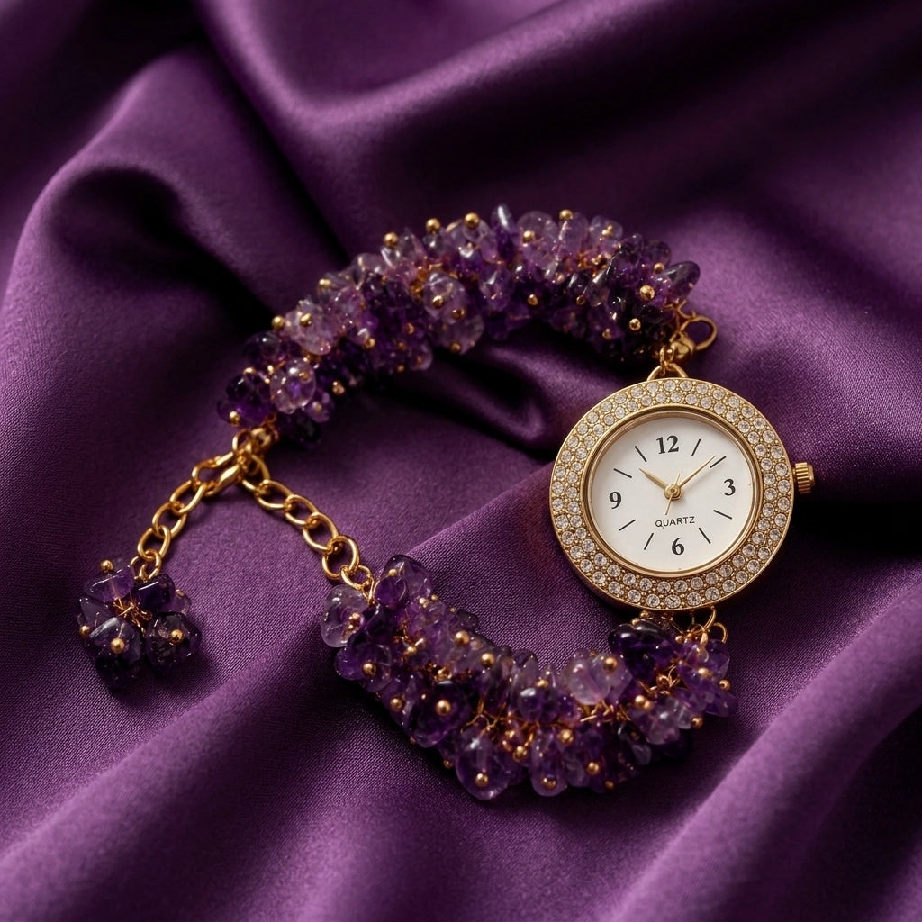 Amethyst Chip Watch Bracelet