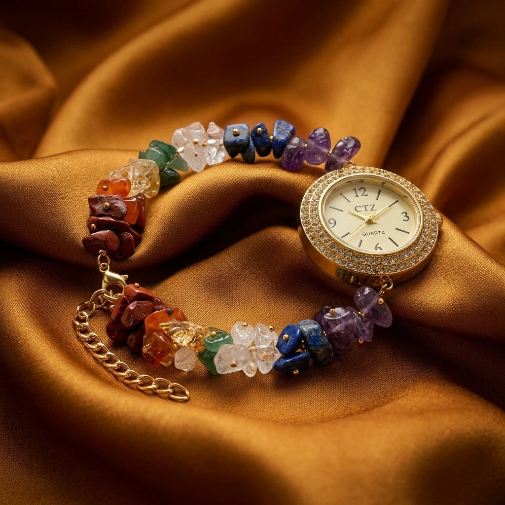 7 Chakra Chip Watch Bracelet