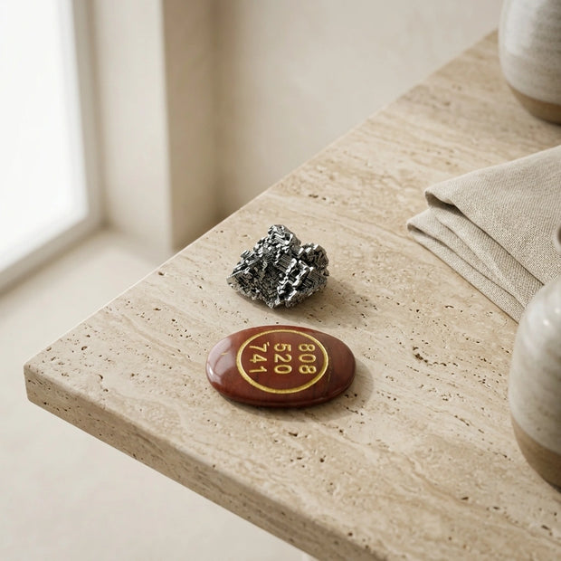 Red Jasper Zibu Coin & Pyrite Stone