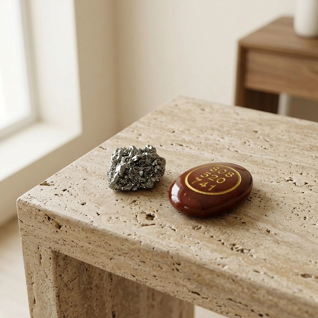 Red Jasper Zibu Coin & Pyrite Stone