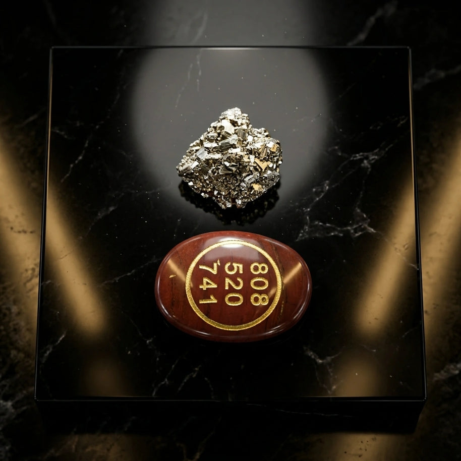 Red Jasper Zibu Coin & Pyrite Stone