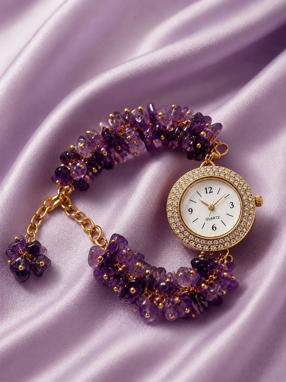 Amethyst Chip Watch Bracelet