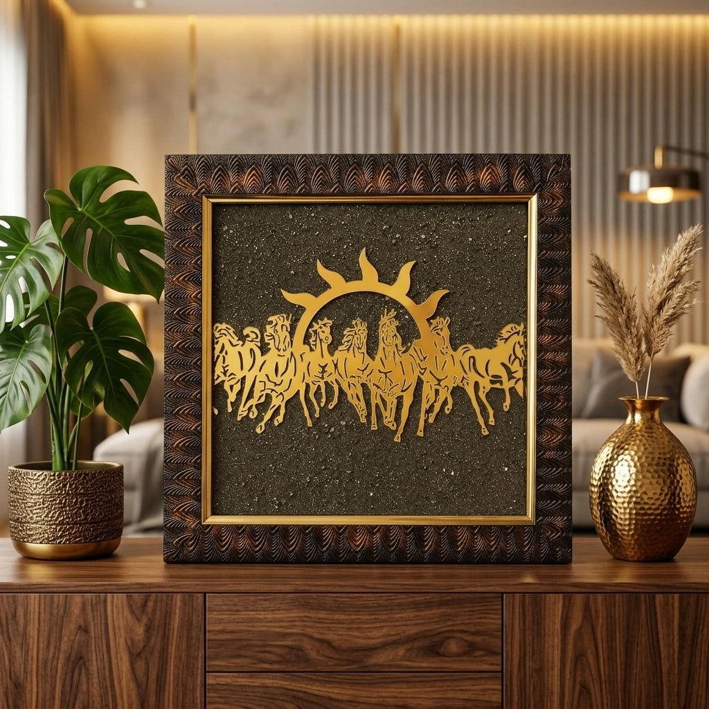 7 Horses Raw Pyrite Frame