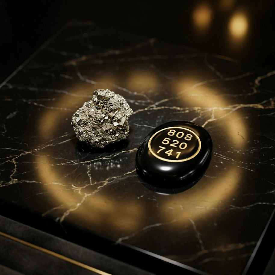 Black Agate Zibu Coin & Pyrite Stone - Aditya Kundali